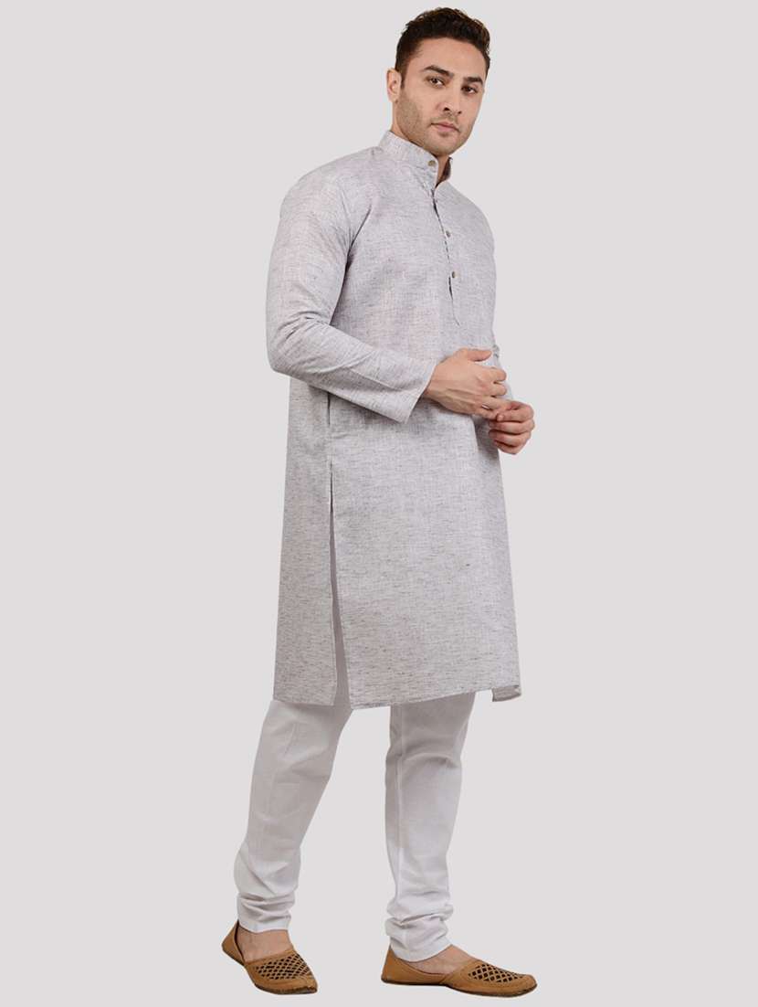 men solid mandarin neck long kurta - 22068365 -  Standard Image - 1
