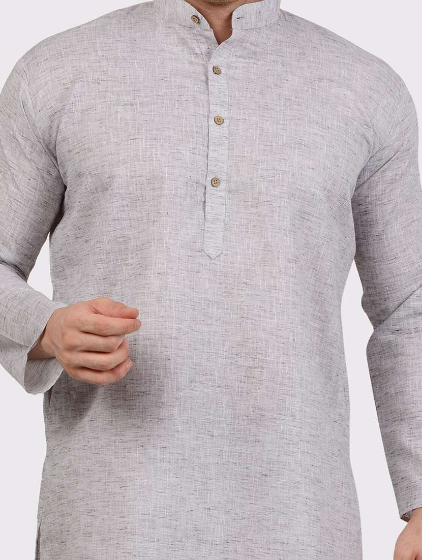 men solid mandarin neck long kurta - 22068365 -  Standard Image - 4