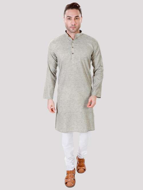 men solid mandarin neck long kurta - 22068368 -  Standard Image - 0