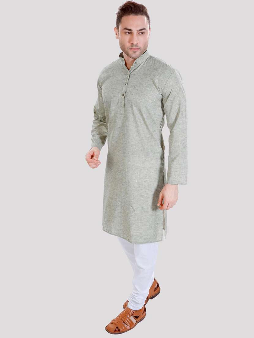 men solid mandarin neck long kurta - 22068368 -  Standard Image - 1