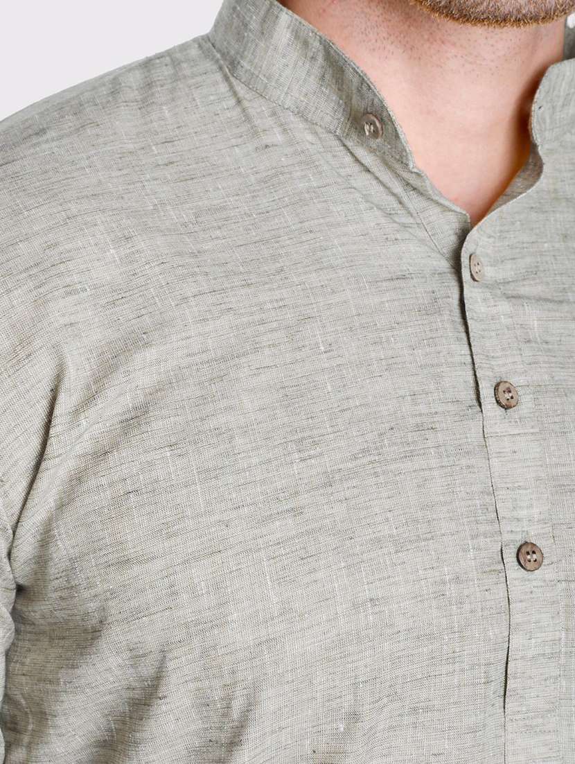men solid mandarin neck long kurta - 22068368 -  Standard Image - 4