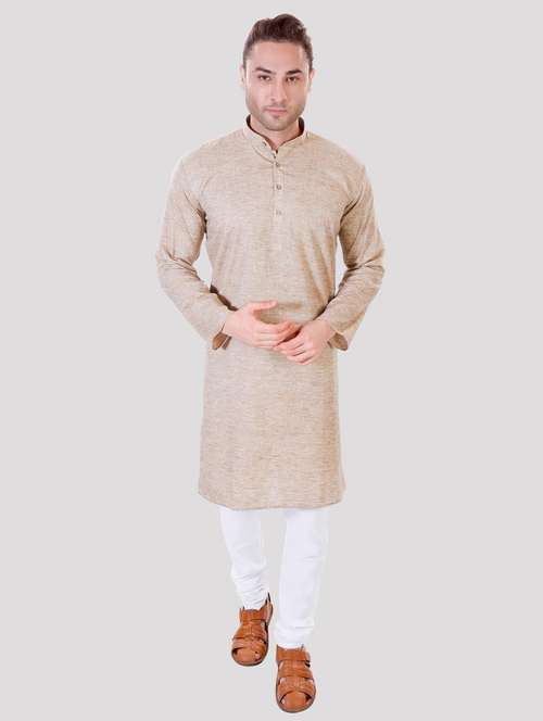 men solid mandarin neck long kurta - 22068369 - Standard Image - 0