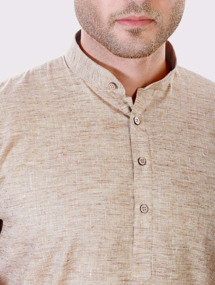 men solid mandarin neck long kurta - 22068369 - Standard Image - 4
