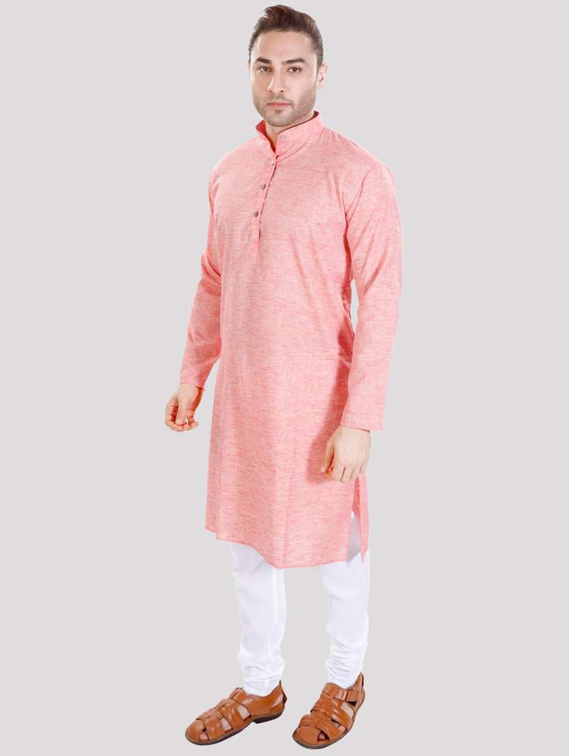 men solid mandarin neck long kurta - 22068370 -  Standard Image - 1