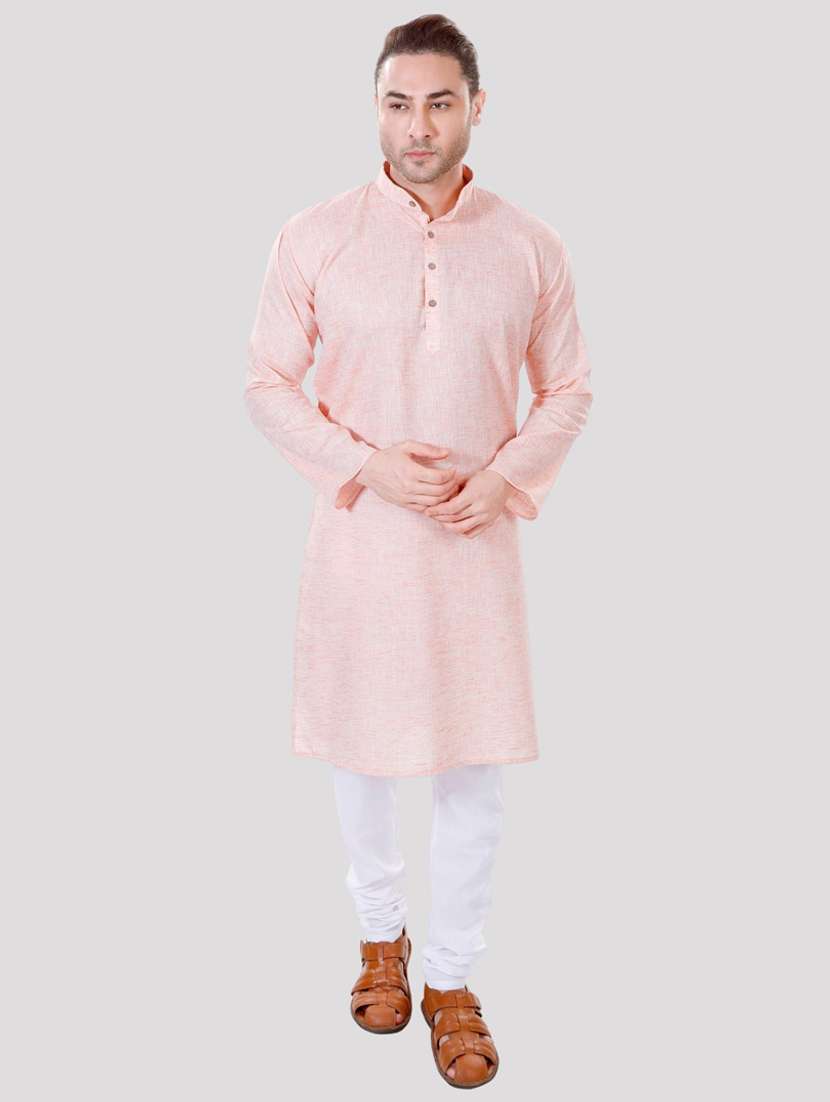 men solid mandarin neck long kurta