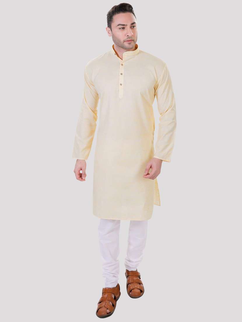 men solid mandarin neck long kurta