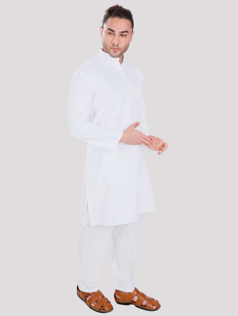 men solid mandarin neck long kurta - 22068373 -  Standard Image - 1