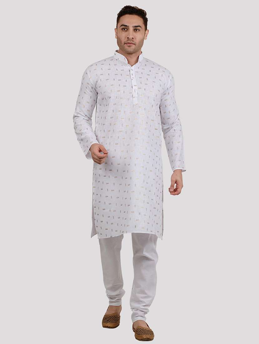 men printed mandarin neck long kurta