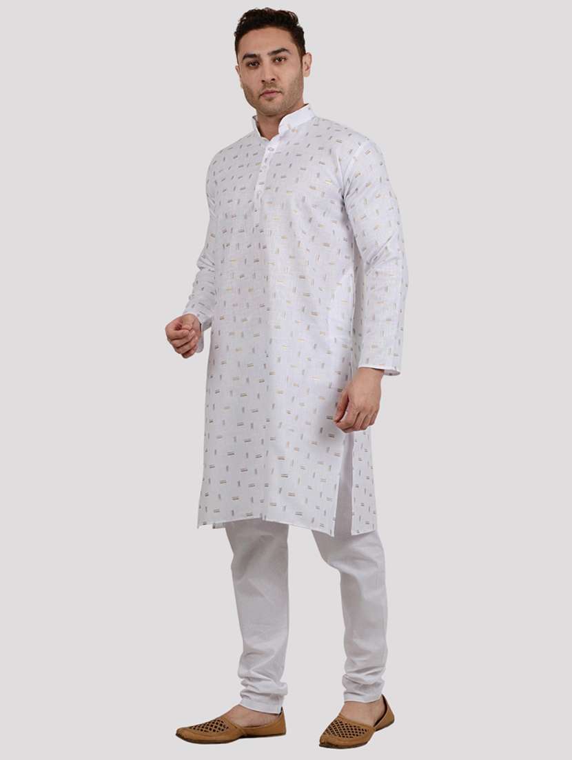men printed mandarin neck long kurta - 22068378 -  Standard Image - 1