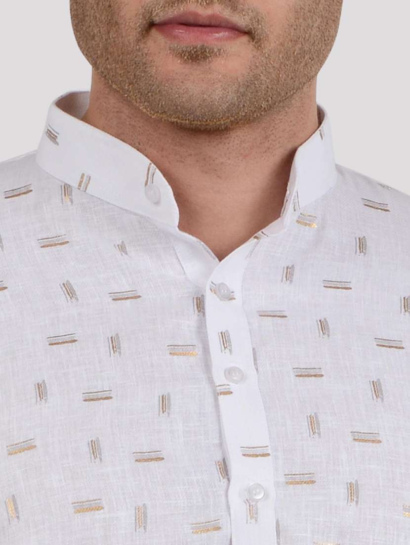 men printed mandarin neck long kurta - 22068378 -  Standard Image - 4