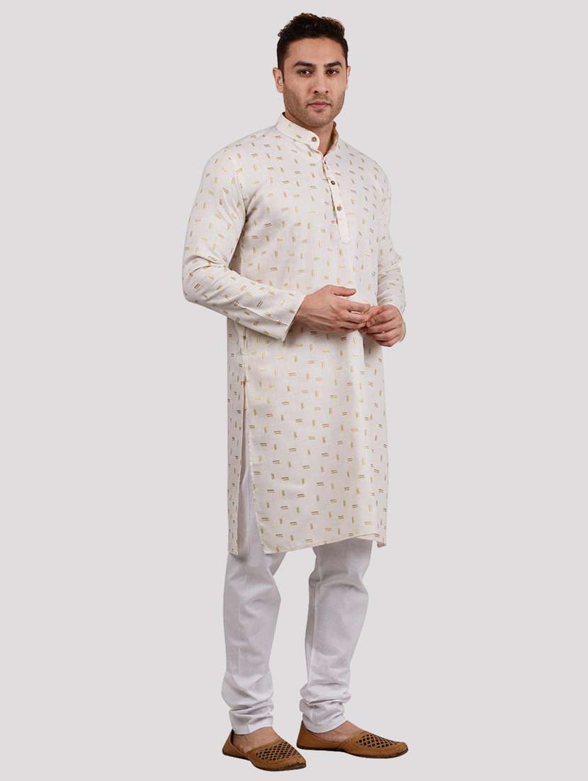 men printed mandarin neck long kurta - 22068379 -  Standard Image - 1