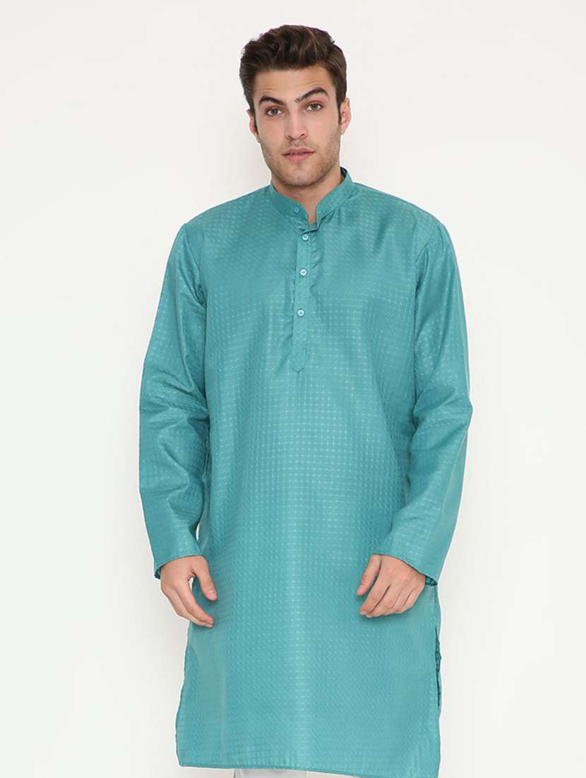 men self design mandarin neck long kurta - 22068404 -  Standard Image - 1