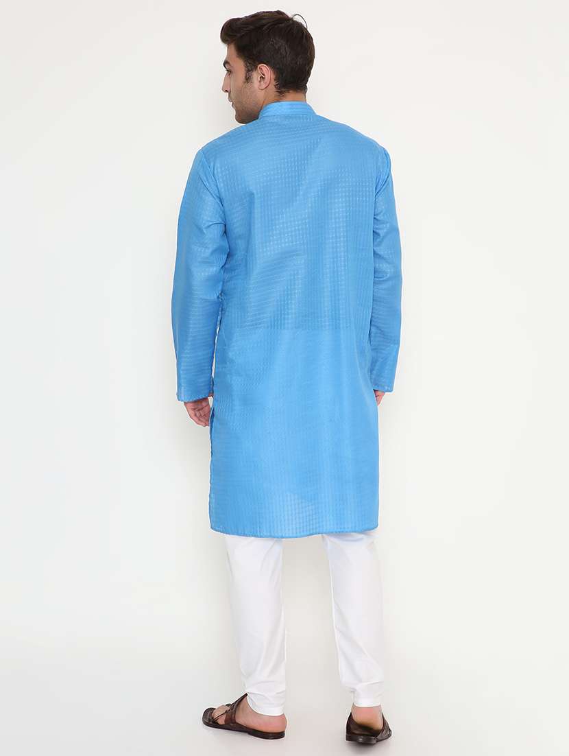 men self design mandarin neck long kurta - 22068405 -  Standard Image - 4