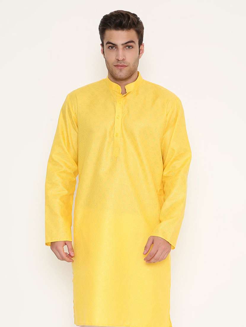 men self design mandarin neck long kurta - 22068406 -  Standard Image - 1