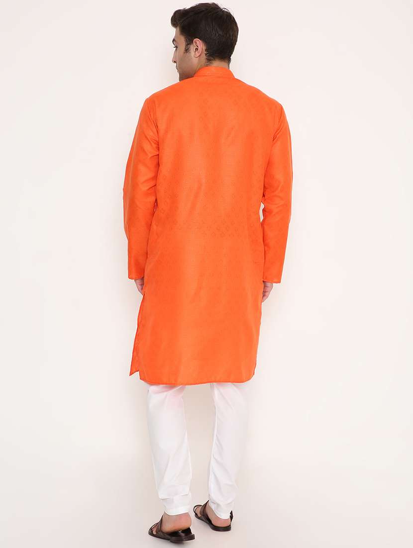 men self design mandarin neck long kurta - 22068407 -  Standard Image - 4
