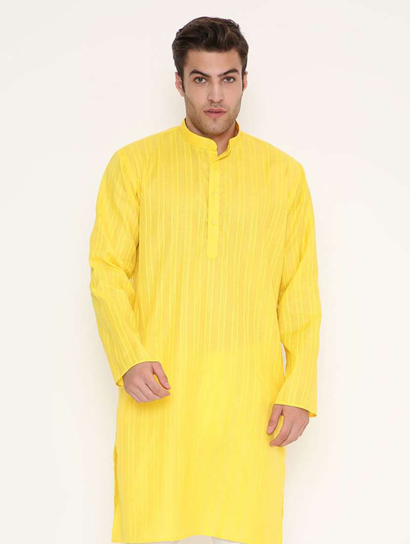 men self design mandarin neck long kurta - 22068409 -  Standard Image - 1