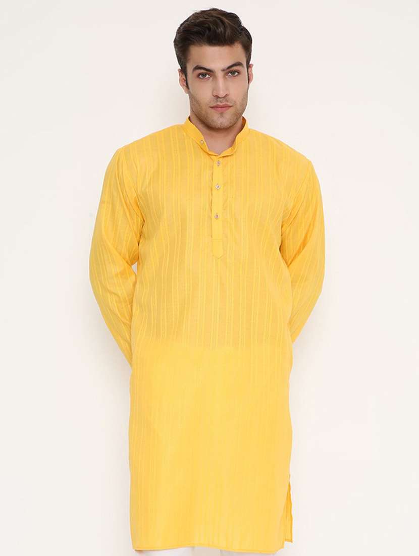 men self design mandarin neck long kurta - 22068411 - Standard Image - 1