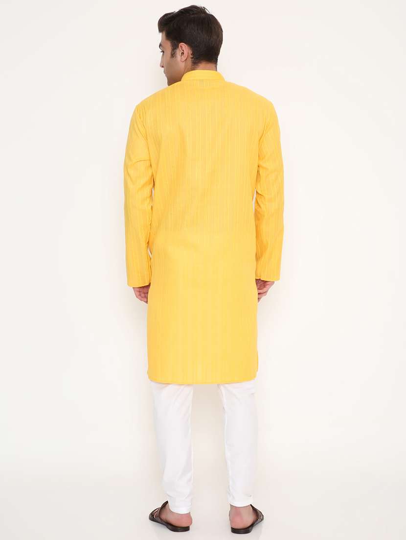 men self design mandarin neck long kurta - 22068411 - Standard Image - 4