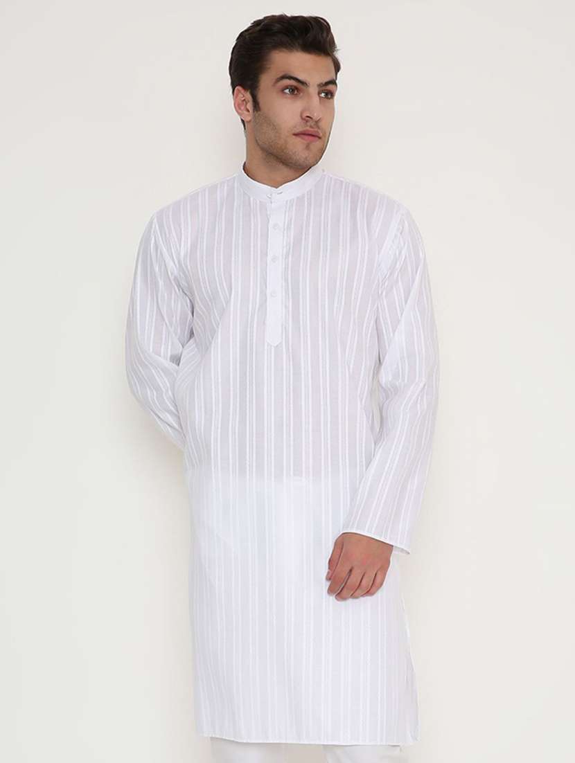 men self design mandarin neck long kurta - 22068412 -  Standard Image - 1