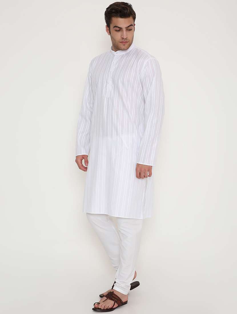 men self design mandarin neck long kurta - 22068412 -  Standard Image - 4