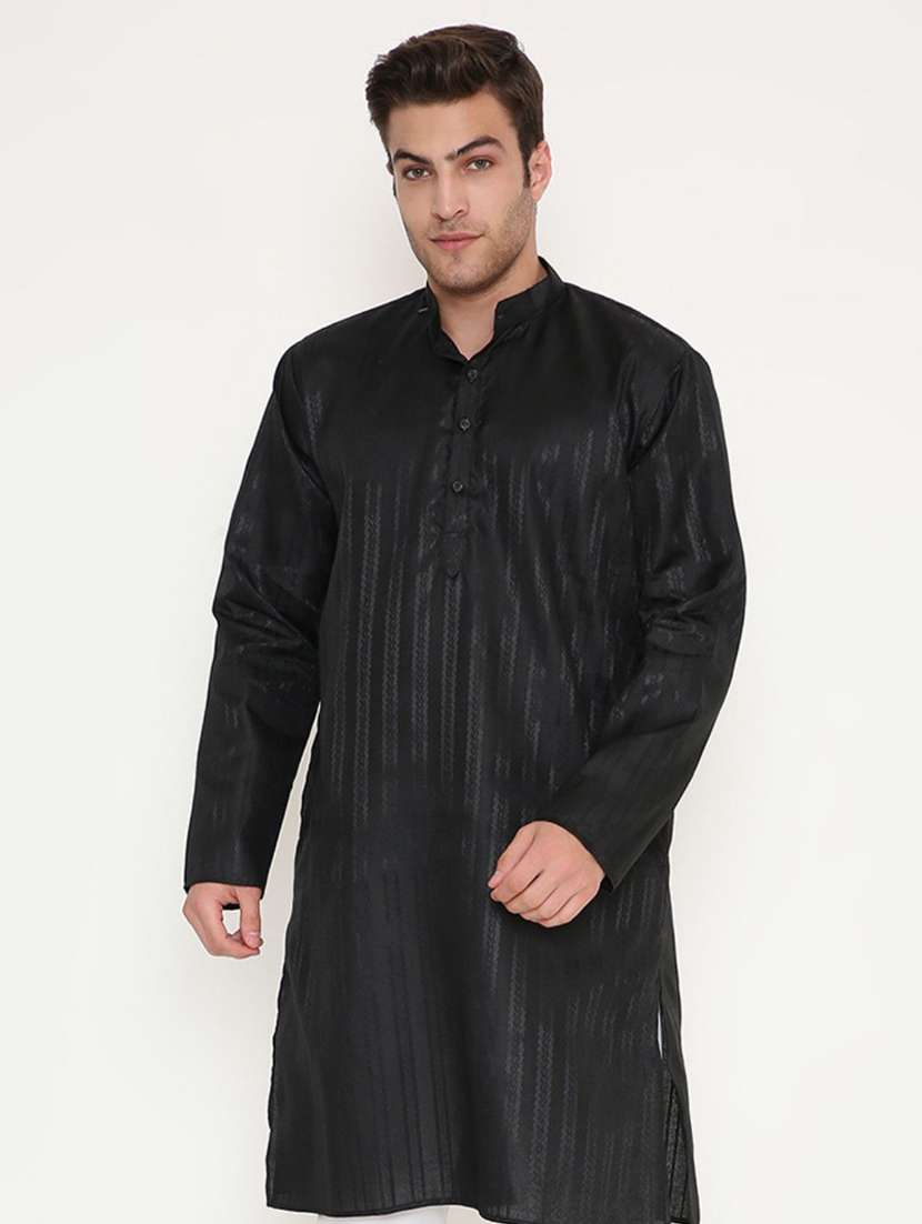 men self design mandarin neck long kurta - 22068413 -  Standard Image - 1