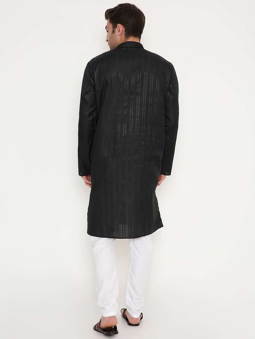 men self design mandarin neck long kurta - 22068413 -  Standard Image - 4