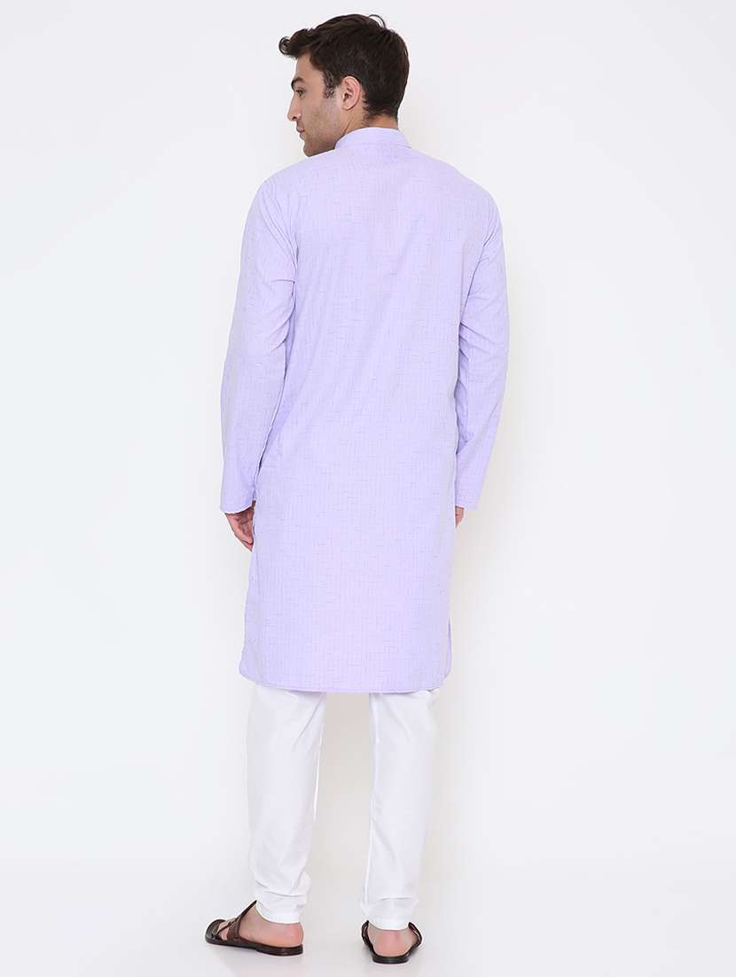 men self design mandarin neck long kurta - 22068414 -  Standard Image - 4