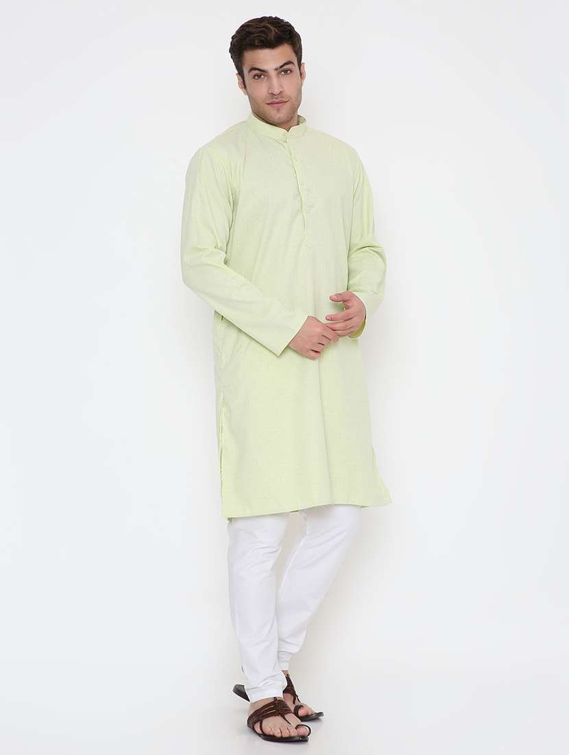 men self design mandarin neck long kurta - 22068415 -  Standard Image - 1