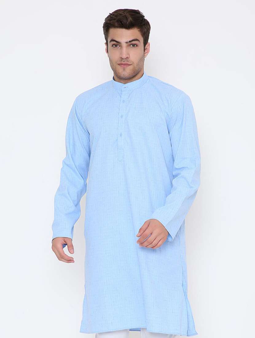 men self design mandarin neck long kurta - 22068416 -  Standard Image - 1