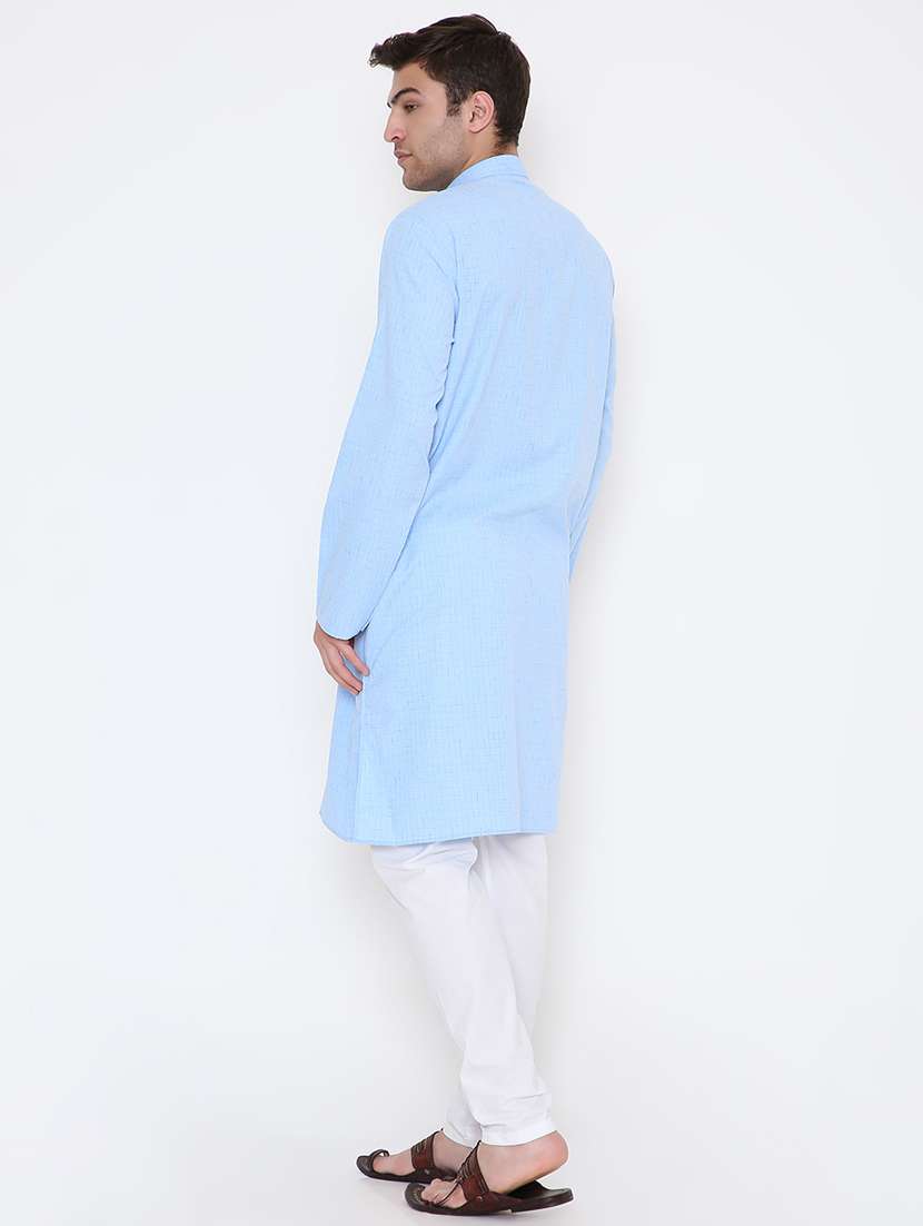 men self design mandarin neck long kurta - 22068416 -  Standard Image - 4