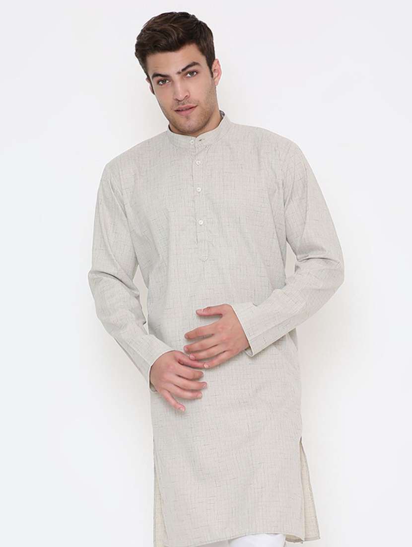 men self design mandarin neck long kurta - 22068417 -  Standard Image - 1