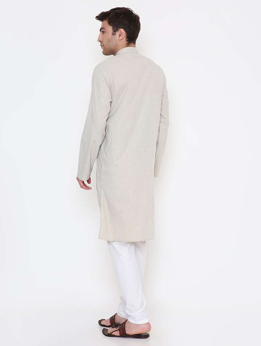 men self design mandarin neck long kurta - 22068417 -  Standard Image - 4