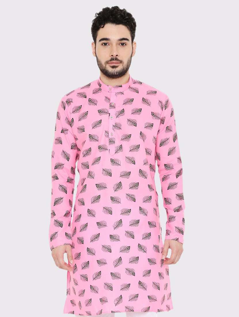 men printed mandarin neck long kurta - 22068424 -  Standard Image - 1