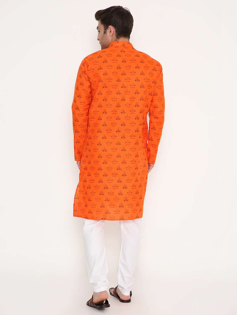 men printed mandarin neck long kurta - 22068425 -  Standard Image - 4