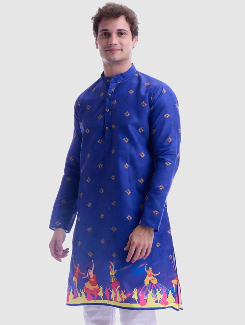 men printed mandarin neck long kurta - 22068428 -  Standard Image - 1