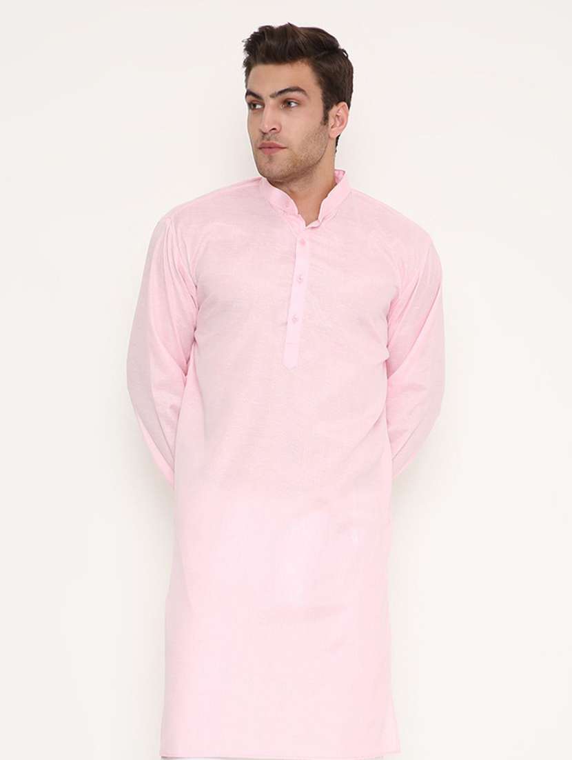 men solid mandarin neck long kurta - 22068432 -  Standard Image - 1
