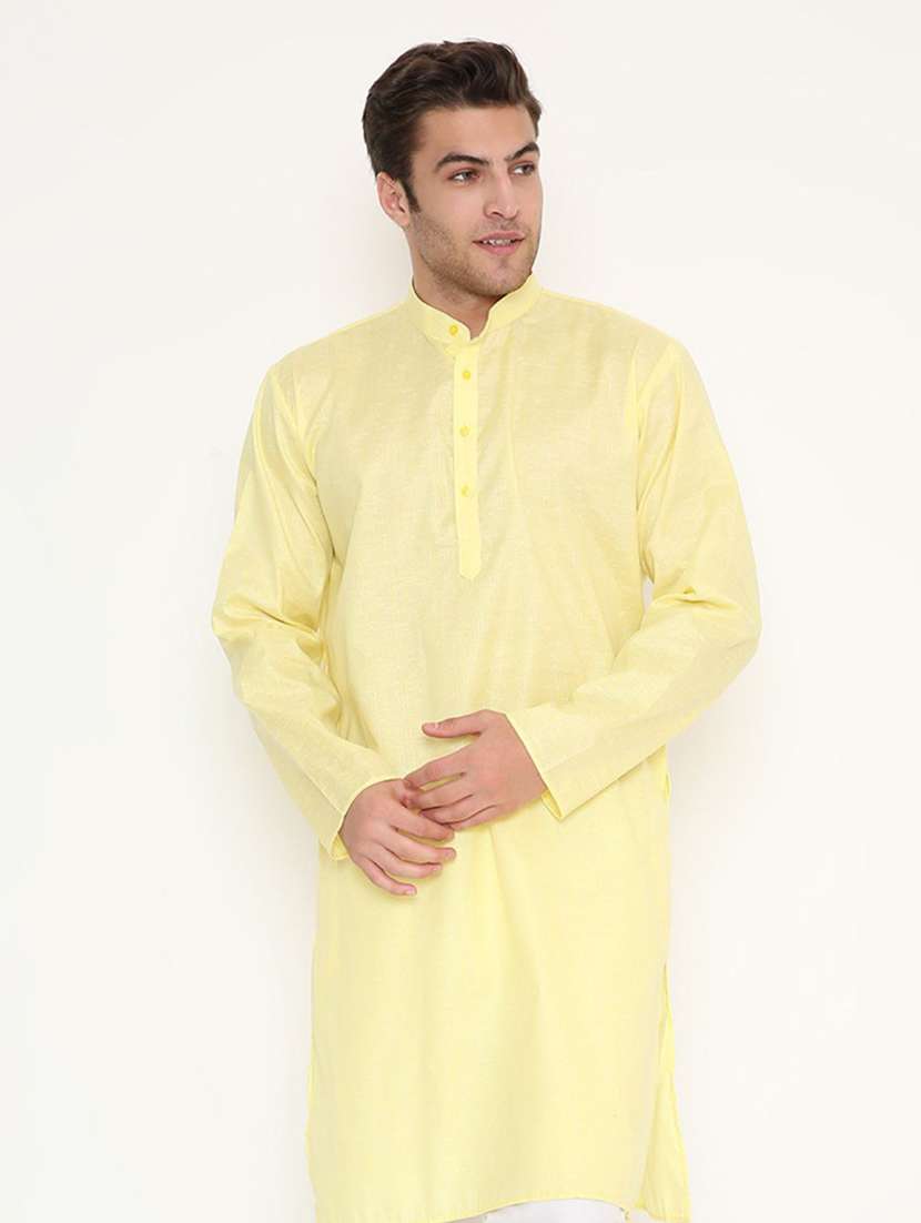 men solid mandarin neck long kurta - 22068433 -  Standard Image - 1