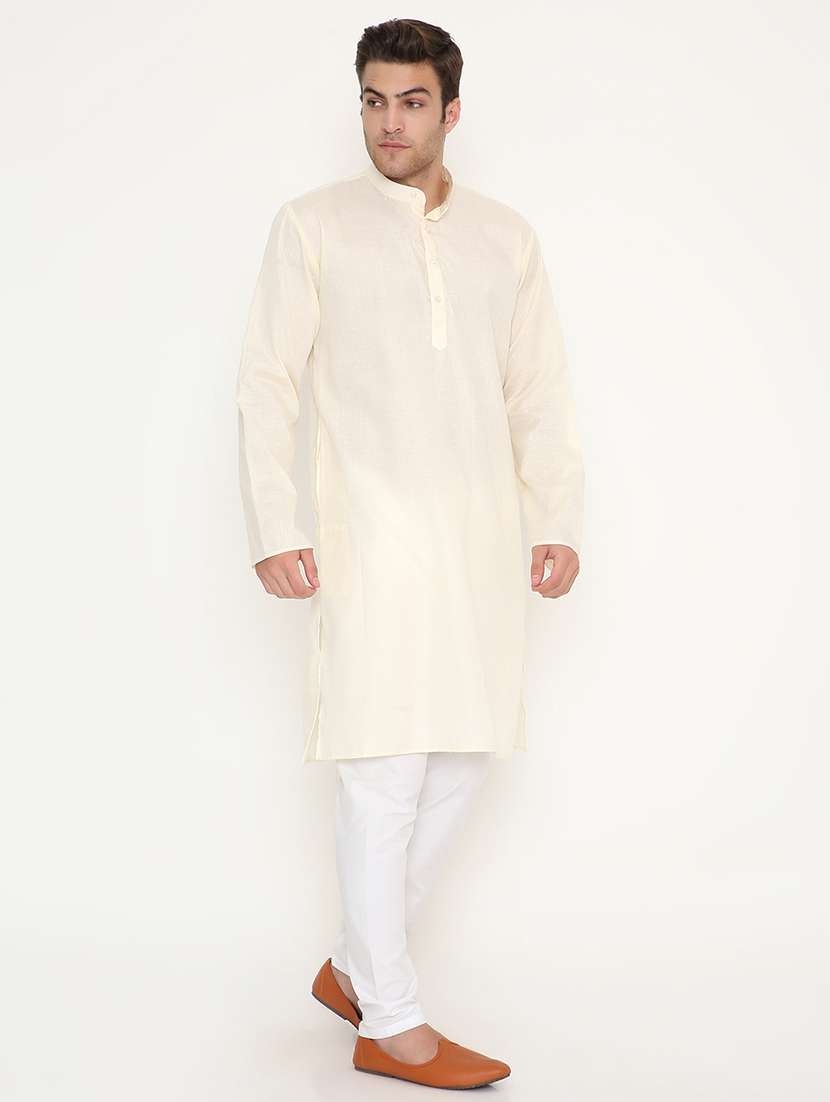 men solid mandarin neck long kurta - 22068434 -  Standard Image - 1