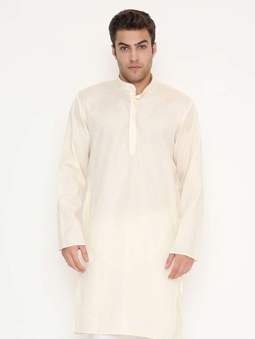 men solid mandarin neck long kurta - 22068434 -  Standard Image - 4