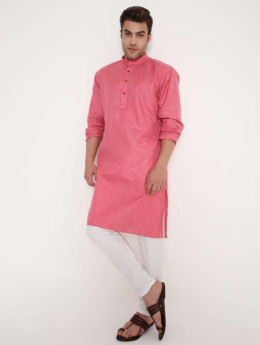 men striped mandarin neck long kurta - 22068435 - Zoom Image - 0