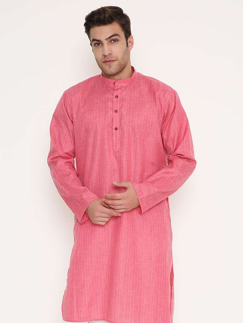 men striped mandarin neck long kurta - 22068435 - Standard Image - 1