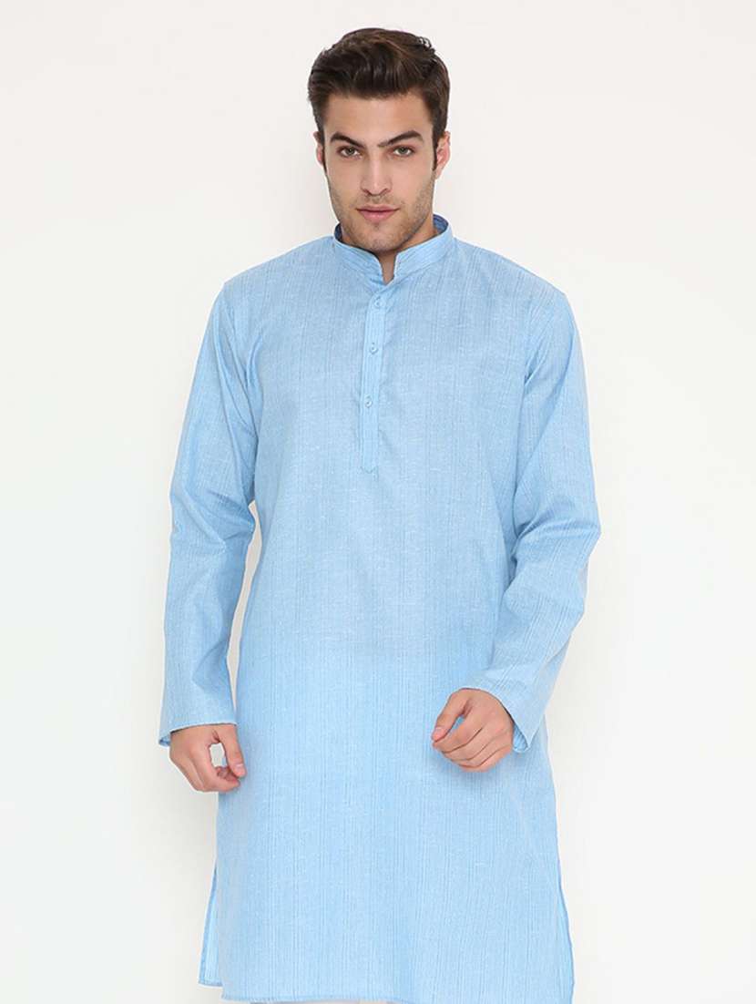 men striped mandarin neck long kurta - 22068437 -  Standard Image - 1