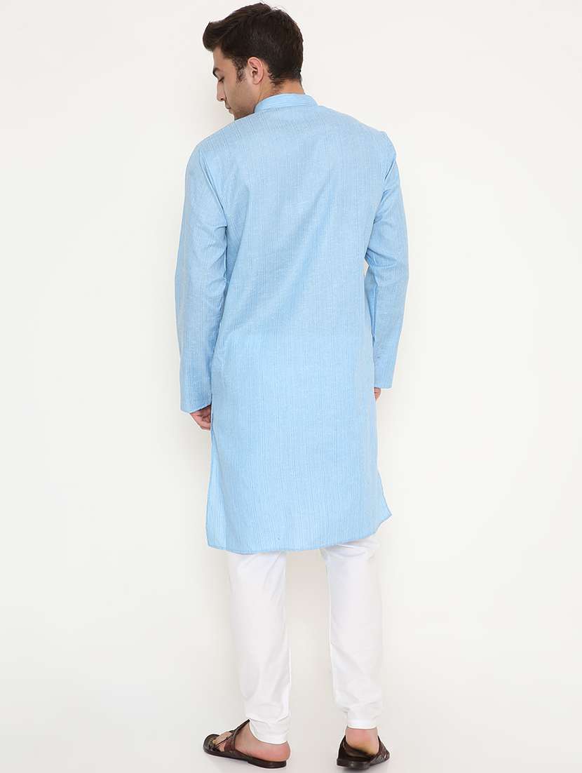 men striped mandarin neck long kurta - 22068437 -  Standard Image - 4