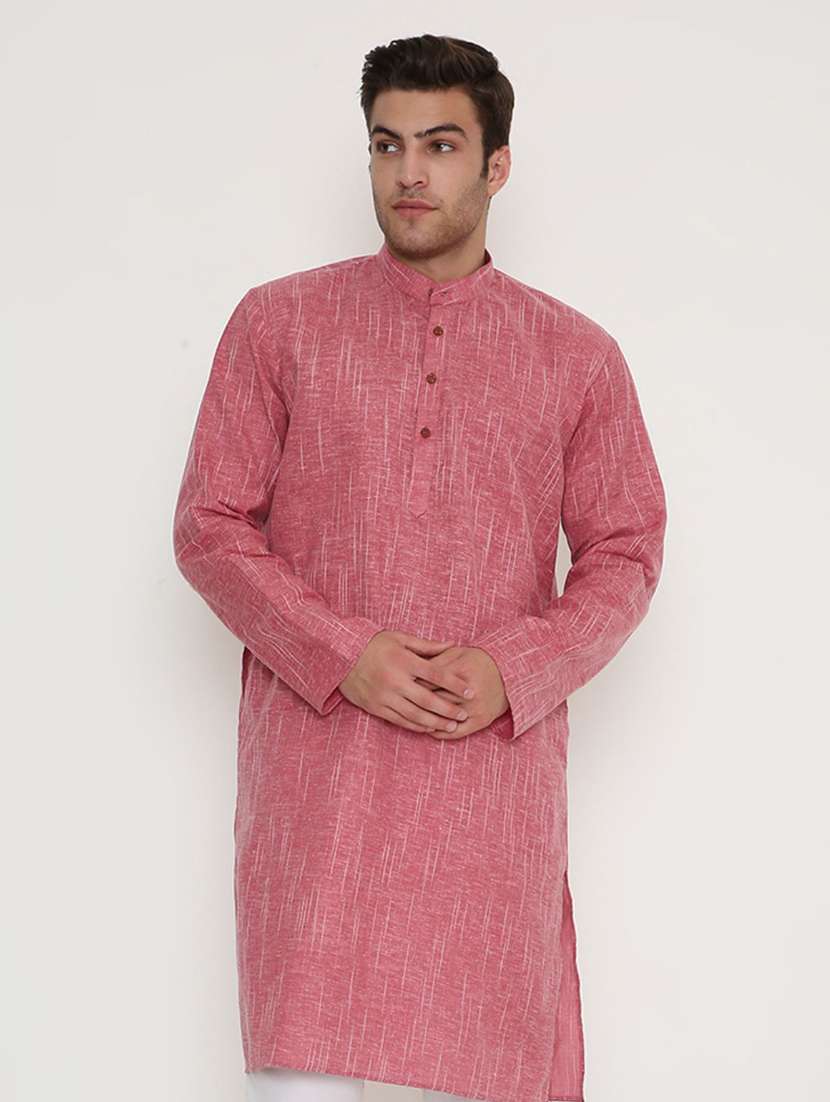 men self design mandarin neck long kurta - 22068438 -  Standard Image - 1