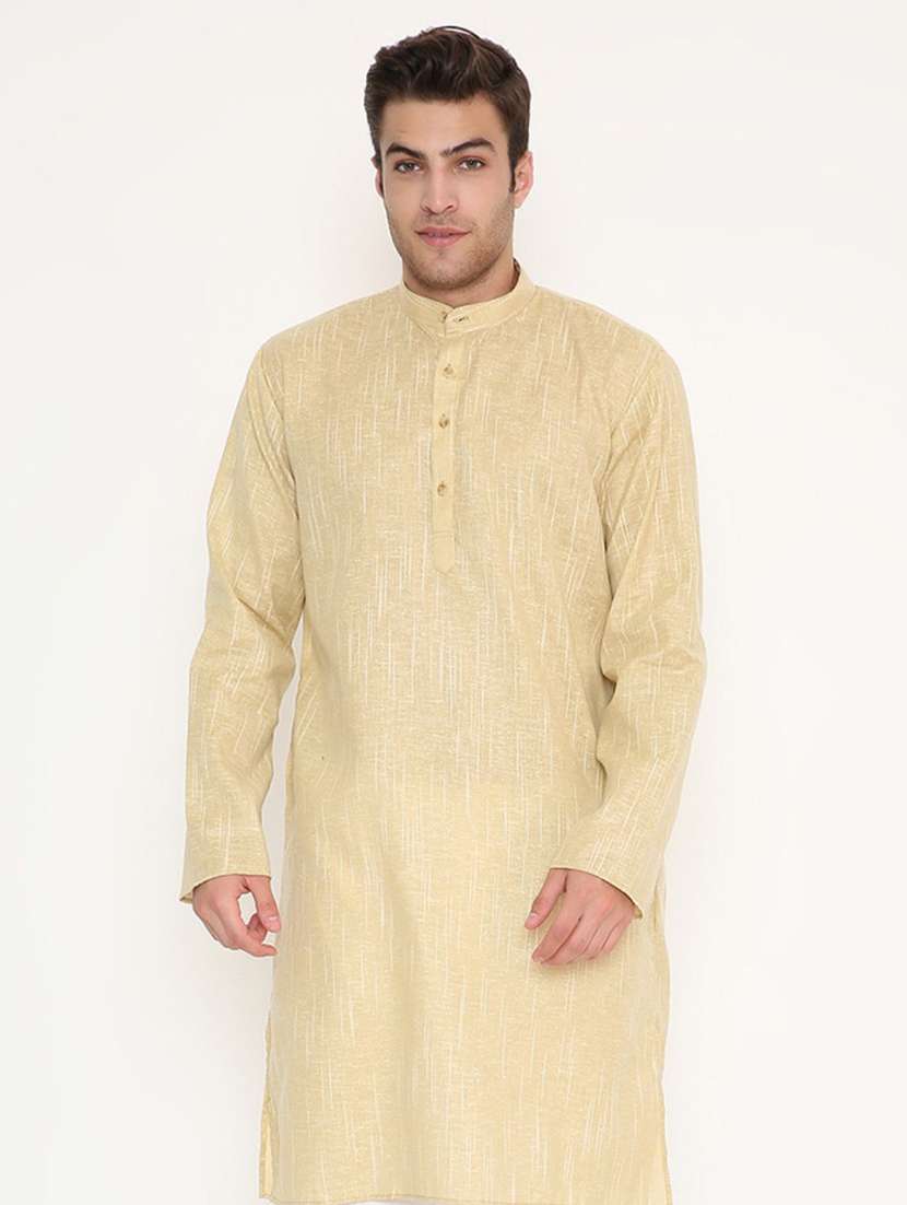 men self design mandarin neck long kurta - 22068439 -  Standard Image - 1