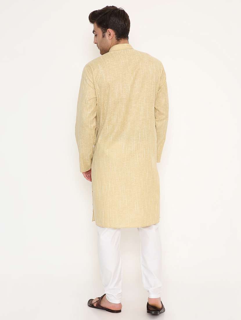 men self design mandarin neck long kurta - 22068439 -  Standard Image - 4