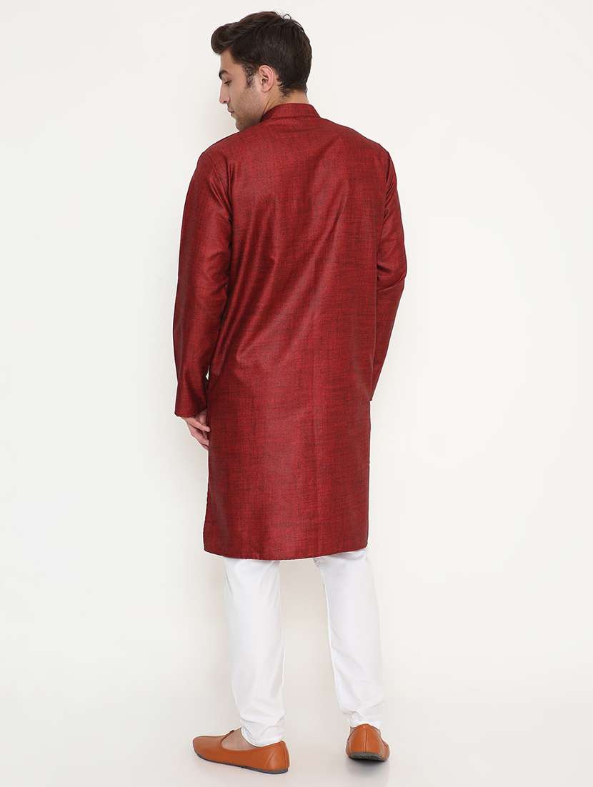 men solid mandarin neck long kurta - 22068446 -  Standard Image - 4