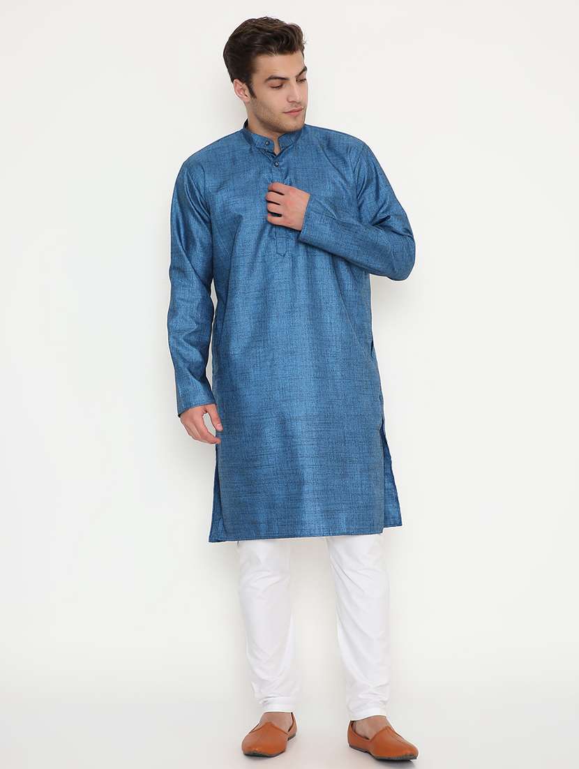 men solid mandarin neck long kurta - 22068448 -  Standard Image - 1