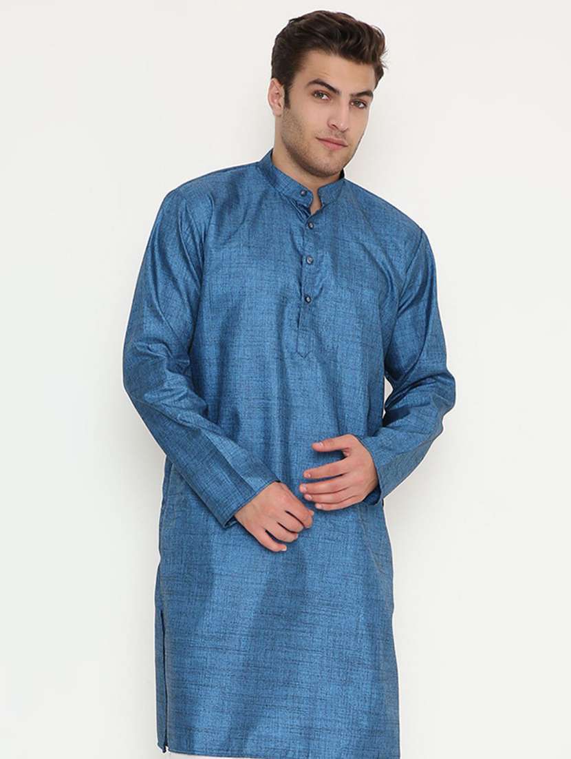 men solid mandarin neck long kurta - 22068448 -  Standard Image - 4
