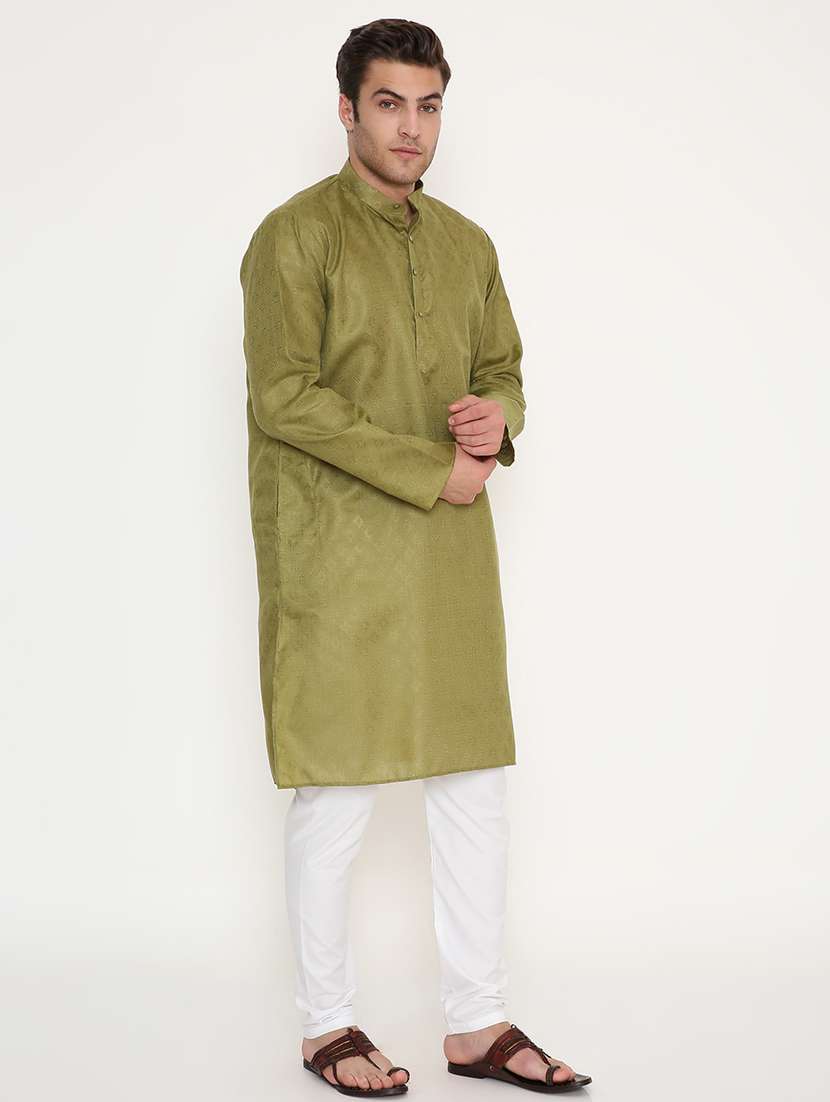men self design mandarin neck long kurta - 22068452 -  Standard Image - 4